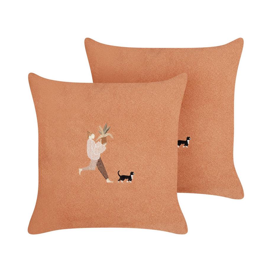 Beliani Lot de 2 coussins décoratifs en Polyester Traditionnel MARIGOLD  