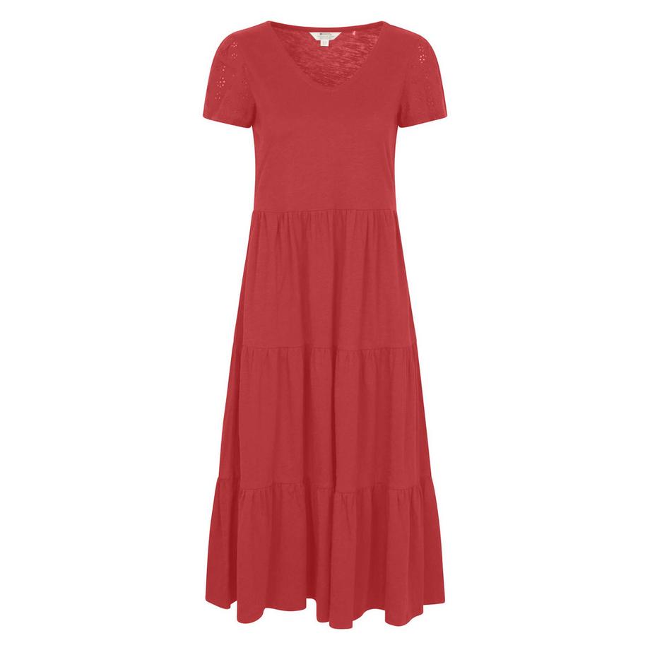 Robe Longue À Étages Et Manches Brodées Malaga