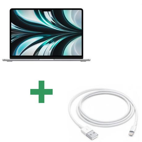 Apple  Reconditionné MacBook Air 13" 2022 Apple M2 3,5 Ghz 8 Go 256 Go SSD Argent + Lightning Vers USB 1 Mètre Blanc Apple 