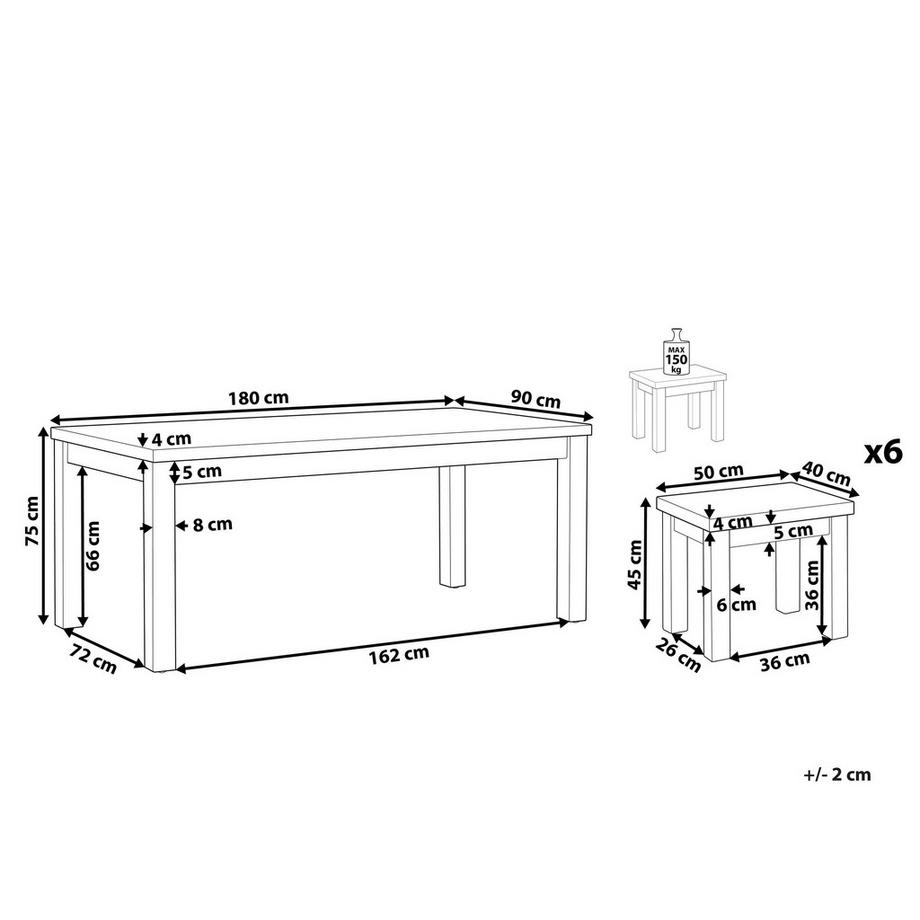 Beliani Garten-Essgruppe für 6 Personen aus Faserzement  OSTUNI  