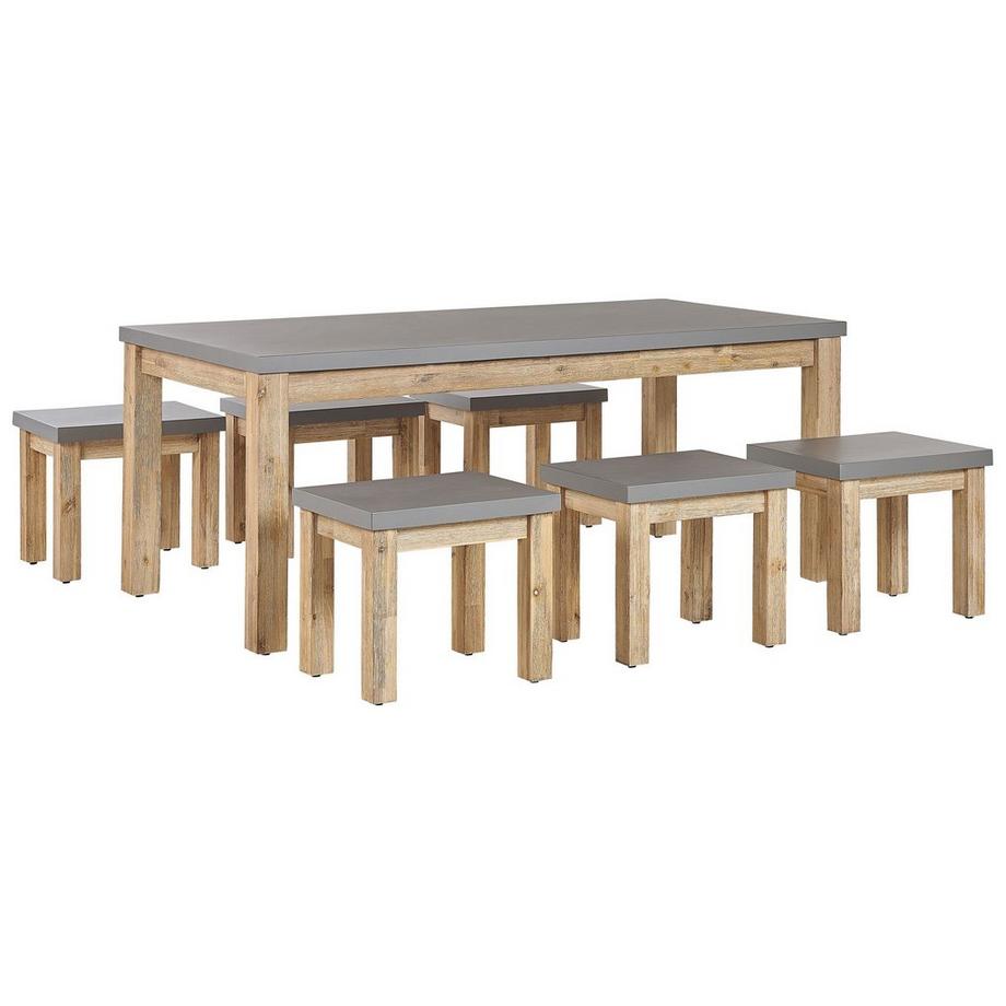 Garten-Essgruppe für 6 Personen aus Faserzement Industriell OSTUNI