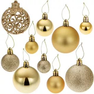 Tectake 100 Christbaumkugeln unzerbrechlich in Gold  