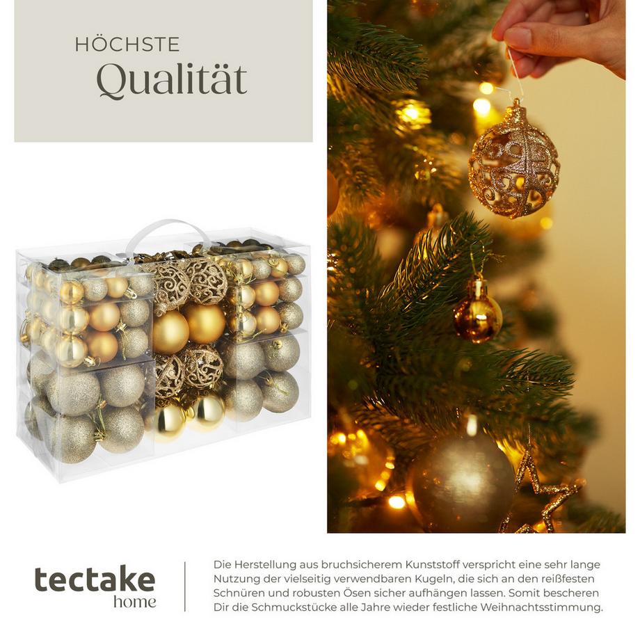 Tectake Boules de Noël  100 boules de Noël dorées  
