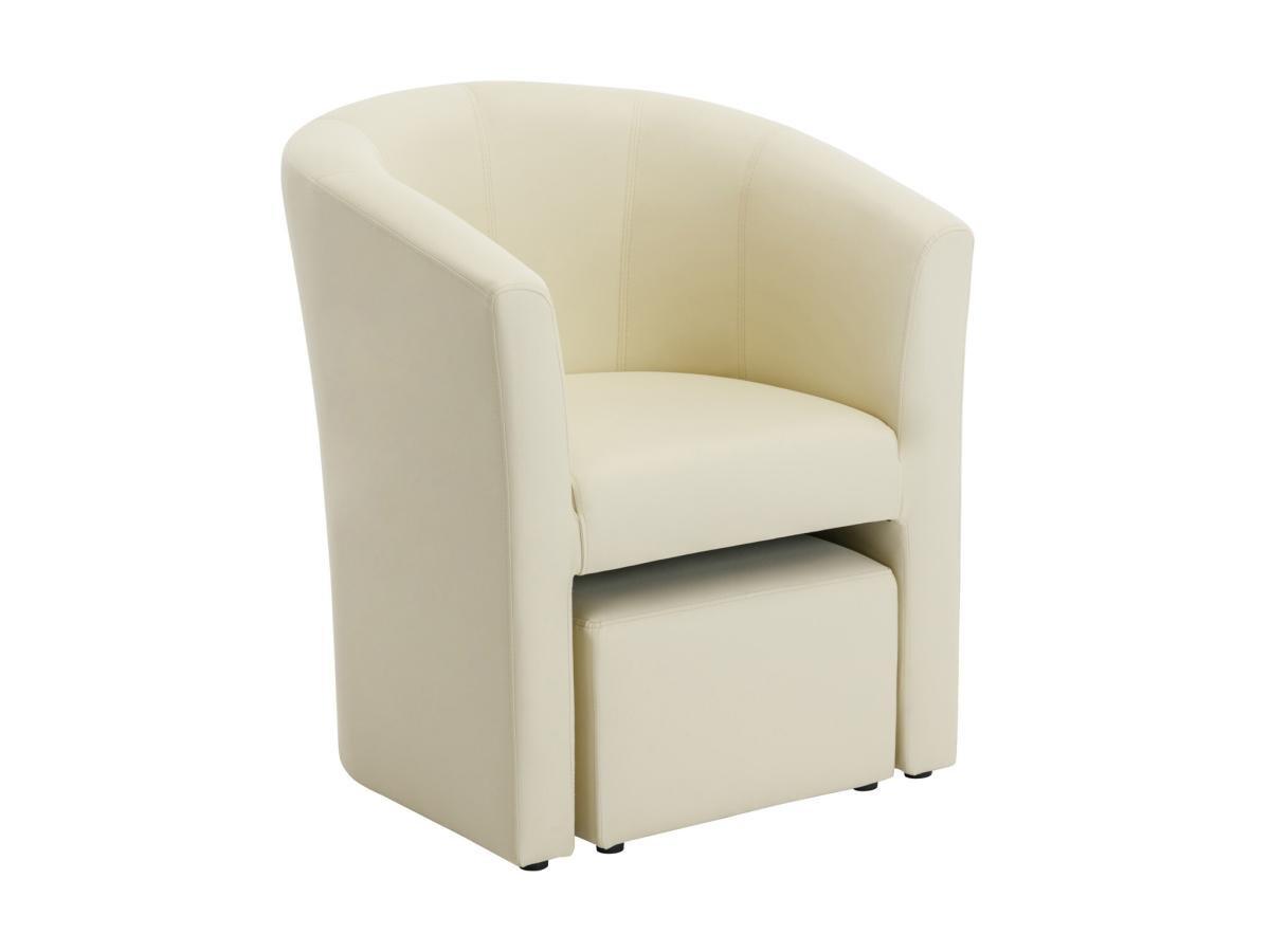 Vente-unique Lounge-Sessel & Hocker - Kunstleder - Beige - JOVANA  