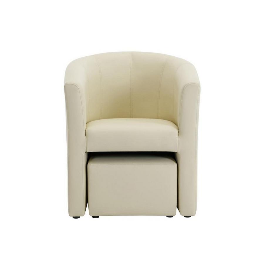Vente-unique Fauteuil cabriolet et pouf en simili beige JOVANA  