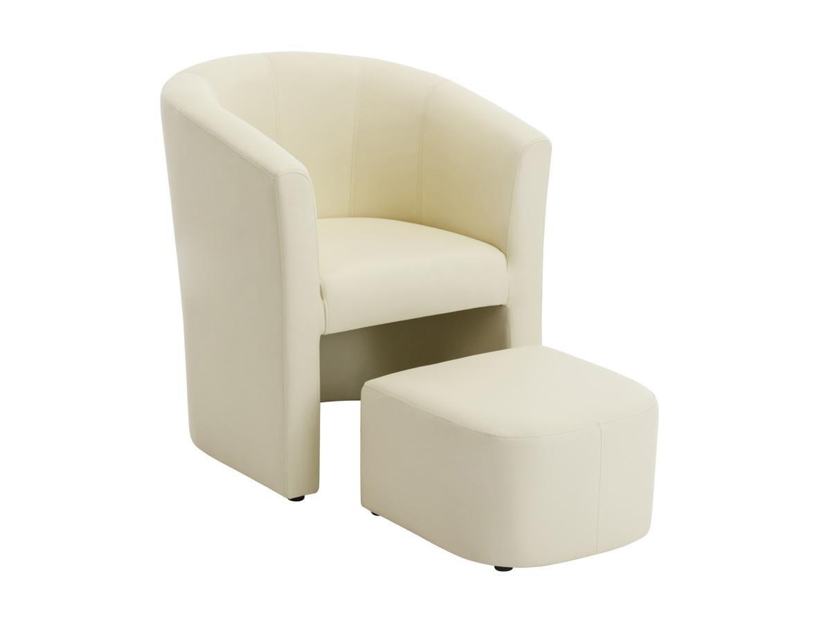 Vente-unique Lounge-Sessel & Hocker - Kunstleder - Beige - JOVANA  