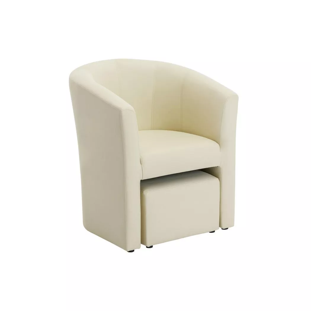 Vente-unique - Fauteuil cabriolet et pouf en simili beige JOVANA, One Size