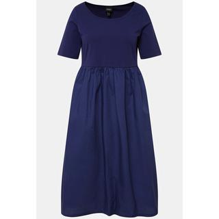 Ulla Popken Midikleid Rippjersey A-Linie Rundhals Halbarm  