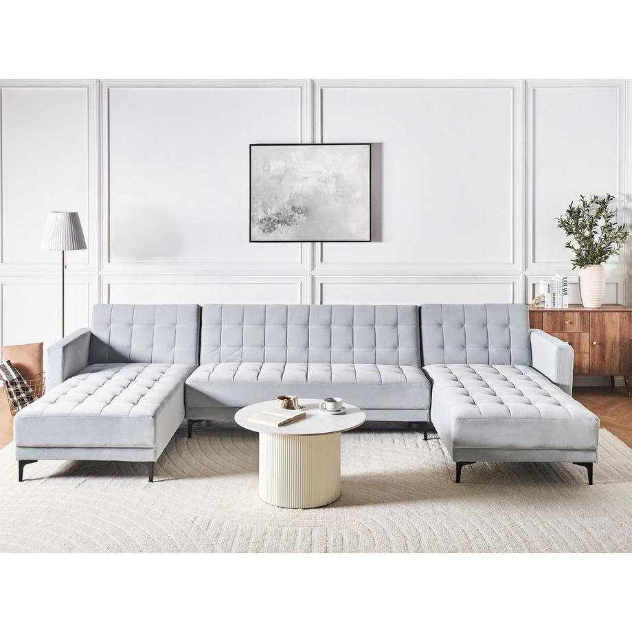 Beliani U-förmiges Sofa aus Samtstoff  ABERDEEN  