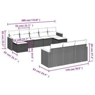 VidaXL Ensemble de canapés de jardin rotin synthétique  