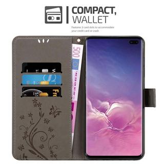 Cadorabo  Housse compatible avec Samsung Galaxy S10 PLUS - Coque de protection au design floral avec fermeture magnétique, fonction de support et emplacements pour cartes 