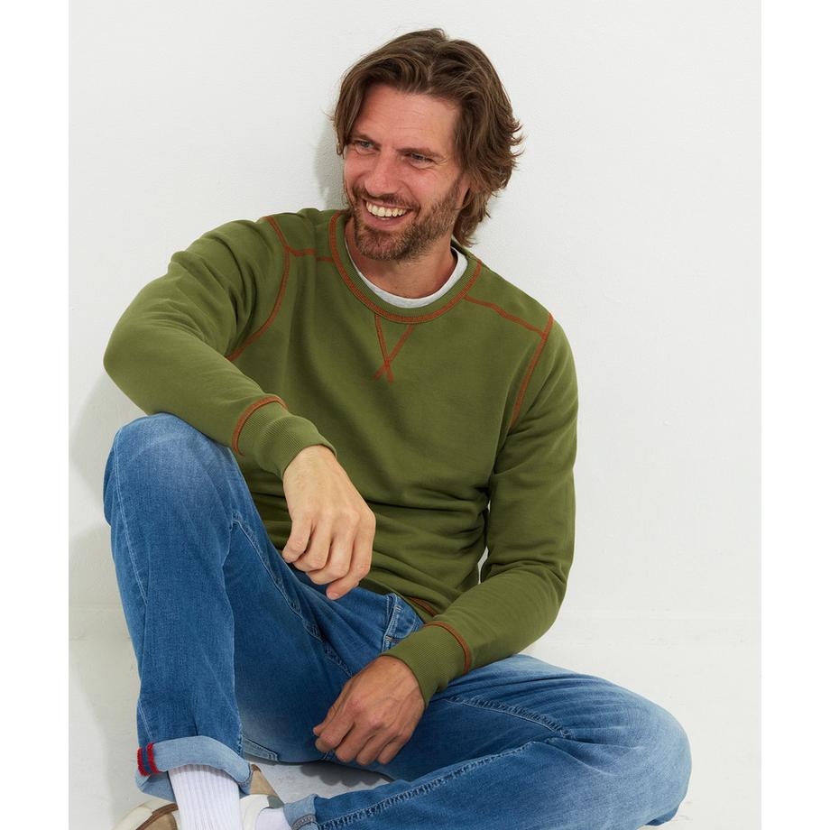 Sweatshirt Col Ras-le-Cou Coutures Contrastées