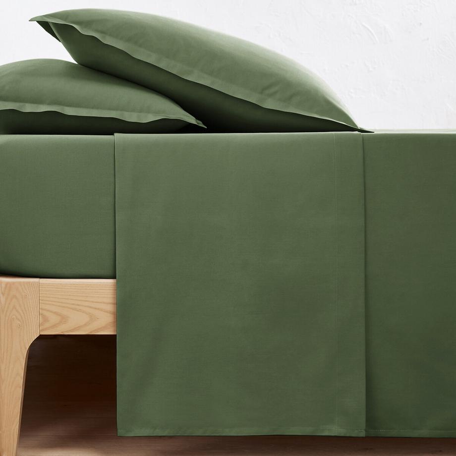Drap plat uni en percale de coton