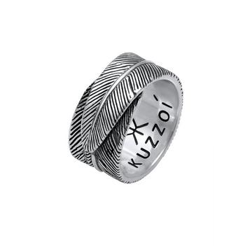 Bague Herren Feder Vintage Trend Massiv 925 Silber