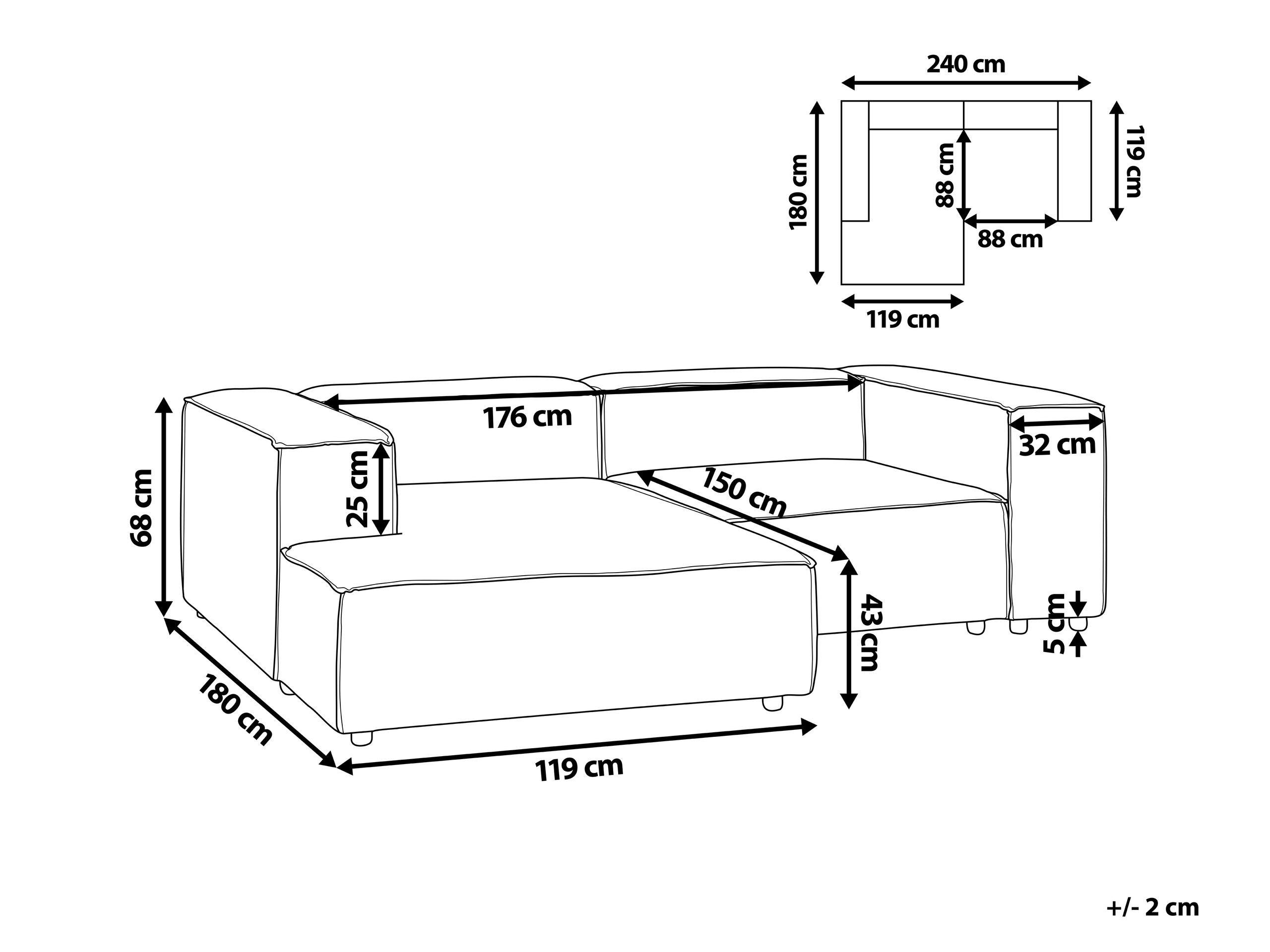 Beliani Ecksofa aus Leinen Modern APRICA  