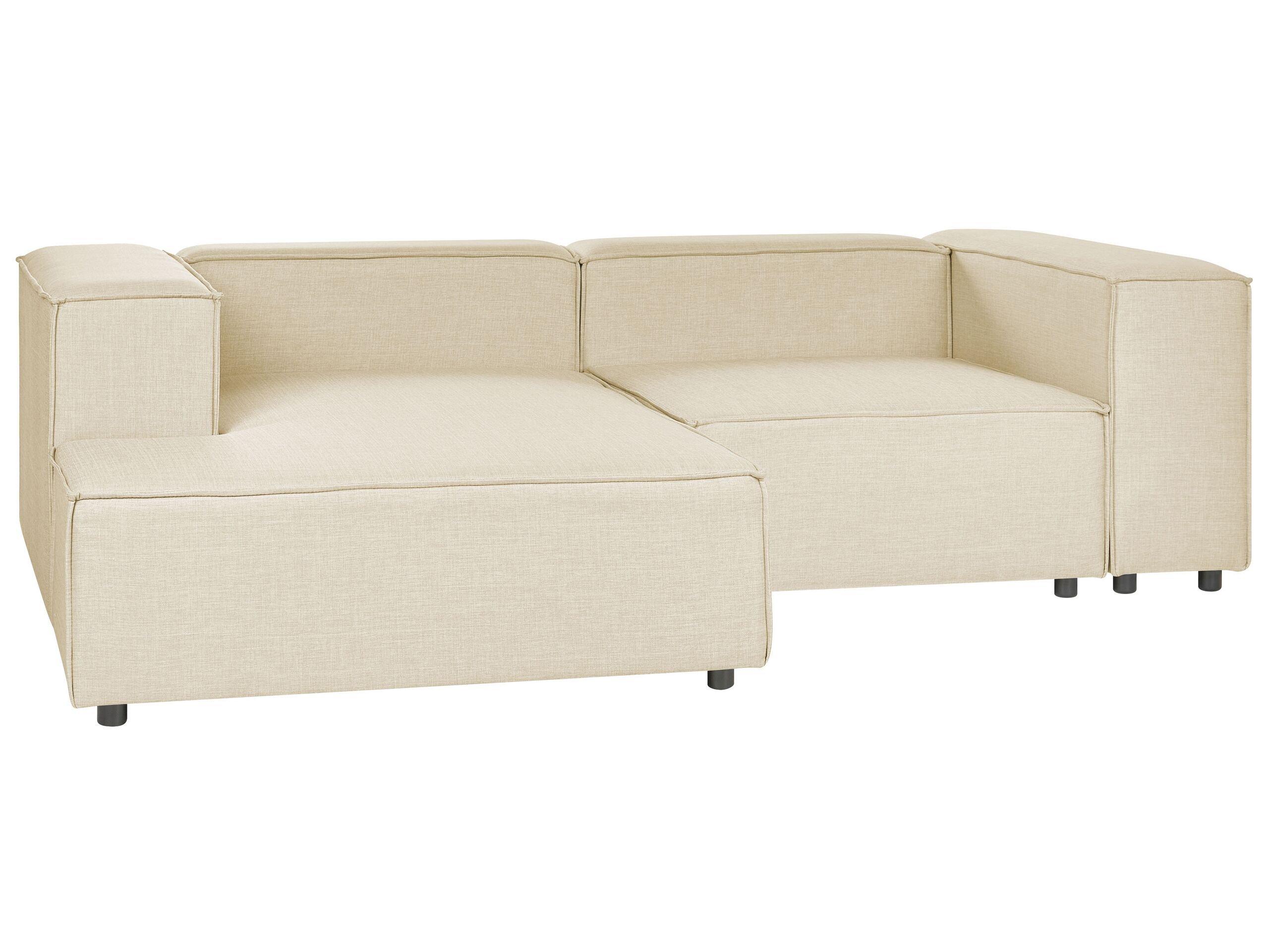 Beliani Ecksofa aus Leinen Modern APRICA  