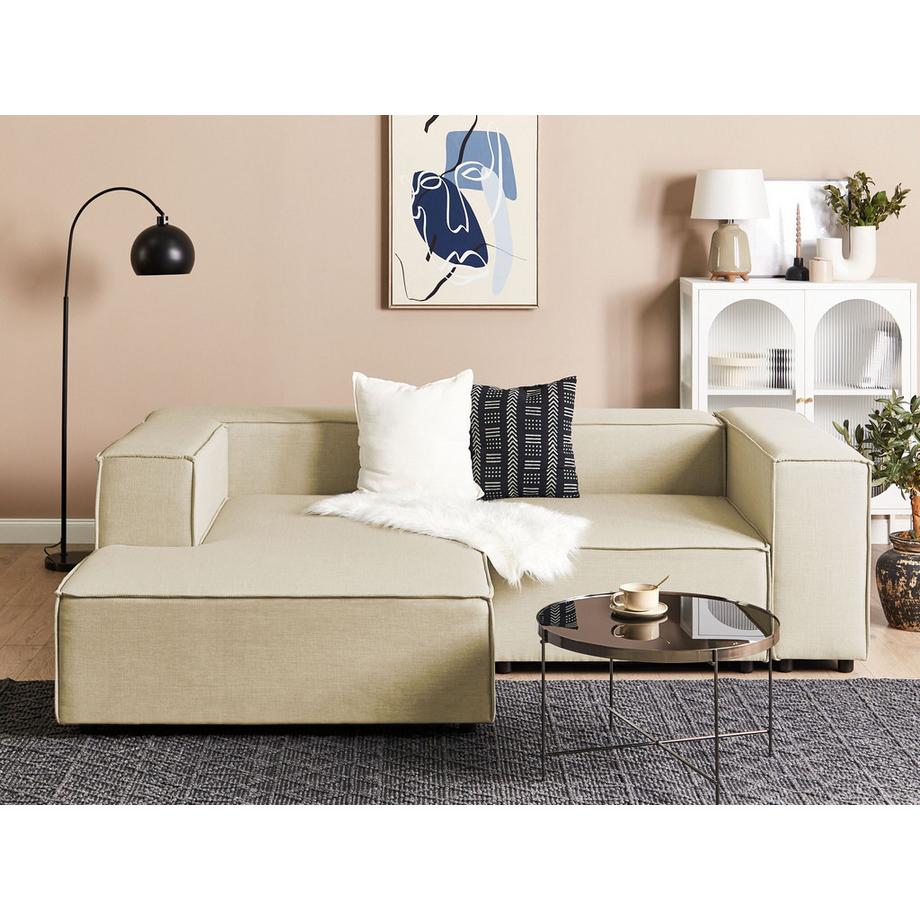 Beliani Ecksofa aus Kunstleinen  APRICA  