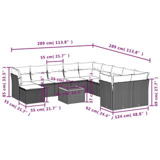 VidaXL Ensemble de canapés de jardin rotin synthétique  