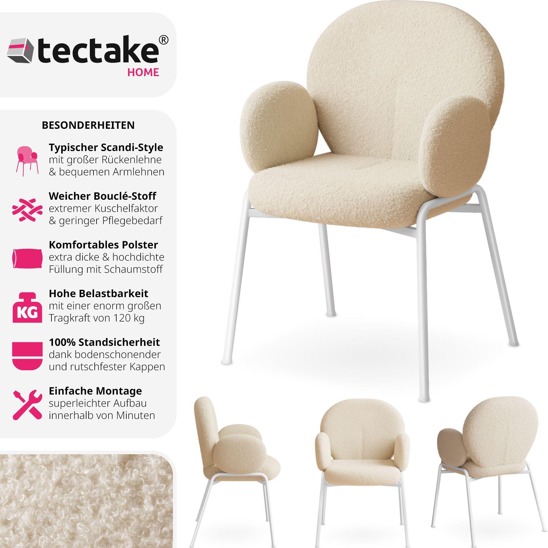 Tectake Chaise rembourrée Scandi, tissu bouclette  