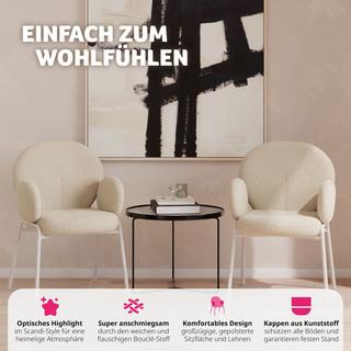 Tectake Stuhl Scandi gepolstert, Bouclé-Stoff  