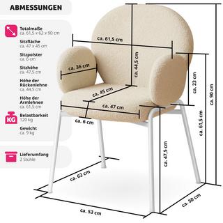 Tectake Chaise rembourrée Scandi, tissu bouclette  