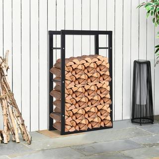 Northio Kaminholzständer Kaminholzablage Feuerholzregal Kaminholzhalter 100Kg Stahl Schwarz L60 X B25 X H100 Cm  