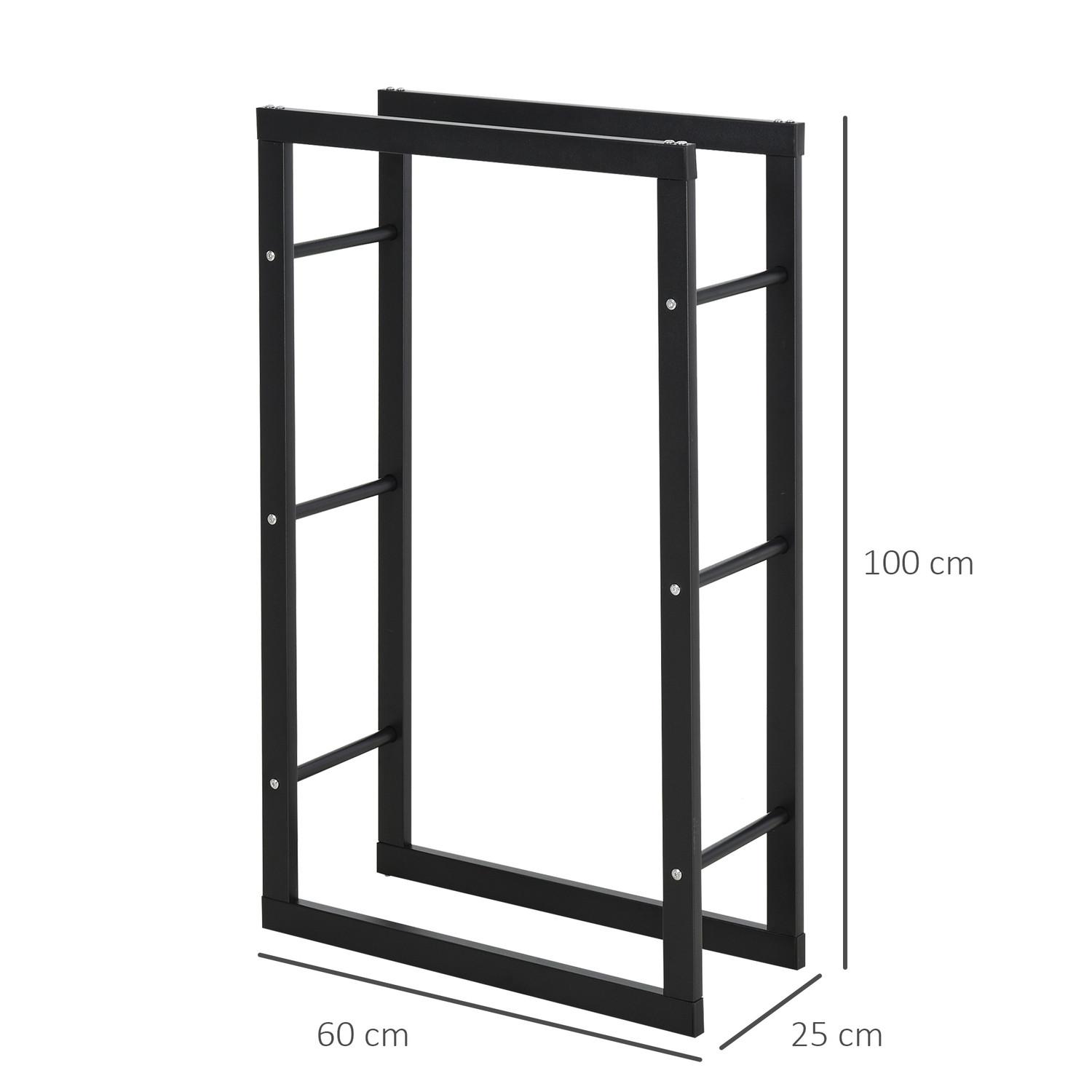 Northio Kaminholzständer Kaminholzablage Feuerholzregal Kaminholzhalter 100Kg Stahl Schwarz L60 X B25 X H100 Cm  