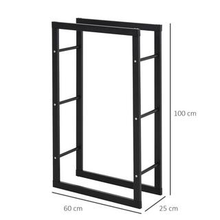 Northio Kaminholzständer Kaminholzablage Feuerholzregal Kaminholzhalter 100Kg Stahl Schwarz L60 X B25 X H100 Cm  