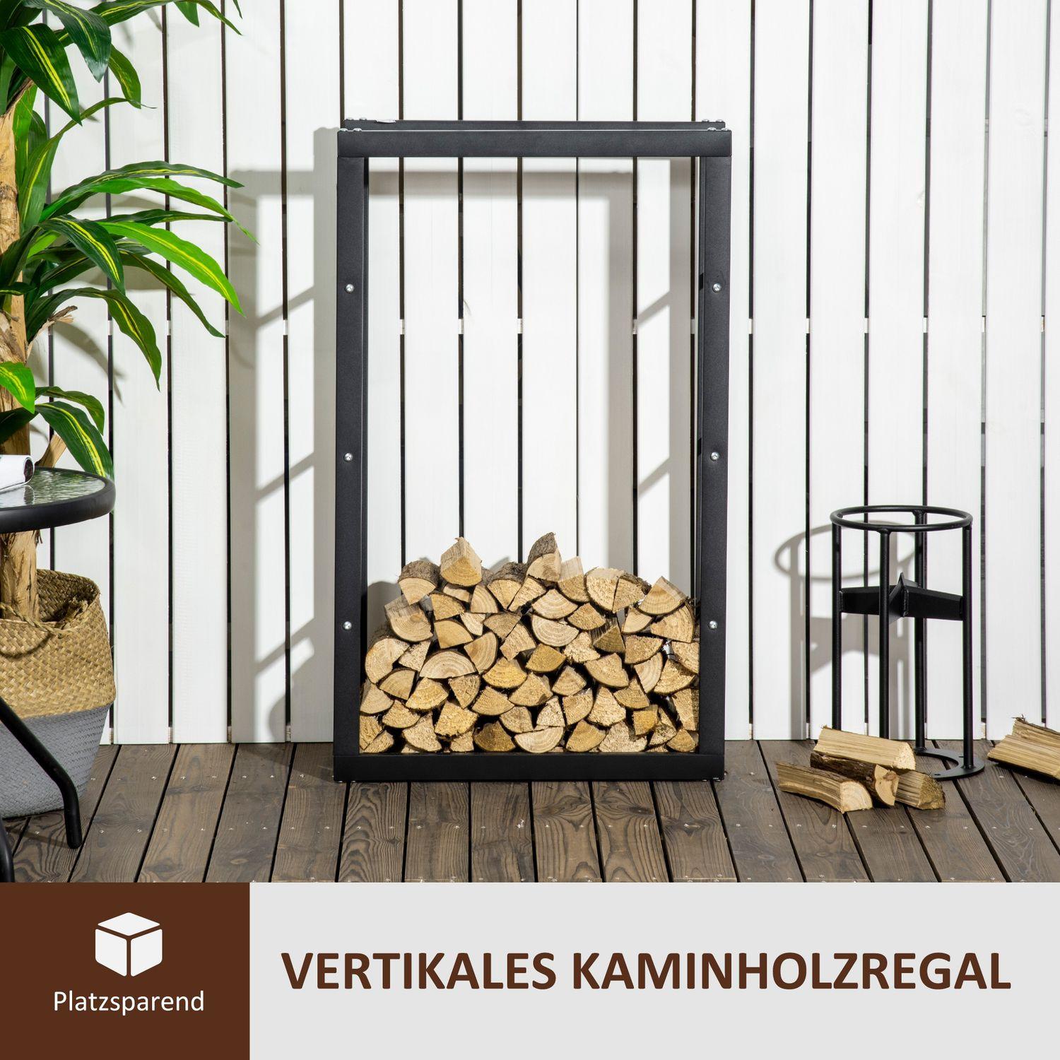 Northio Kaminholzständer Kaminholzablage Feuerholzregal Kaminholzhalter 100Kg Stahl Schwarz L60 X B25 X H100 Cm  