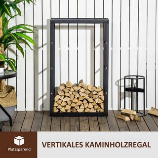 Northio Kaminholzständer Kaminholzablage Feuerholzregal Kaminholzhalter 100Kg Stahl Schwarz L60 X B25 X H100 Cm  