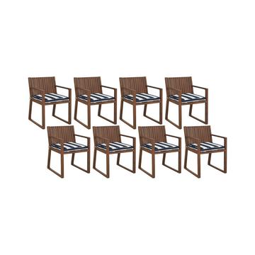 Lot de 8 chaises avec coussins en Acacia Rustique SASSARI