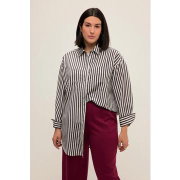 Camicia dal taglio oversize con righe, collo da camicia e maniche lunghe