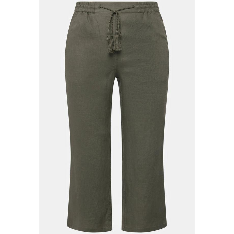 Ulla Popken Pantaloni di lino 7/8 cintura elastica  