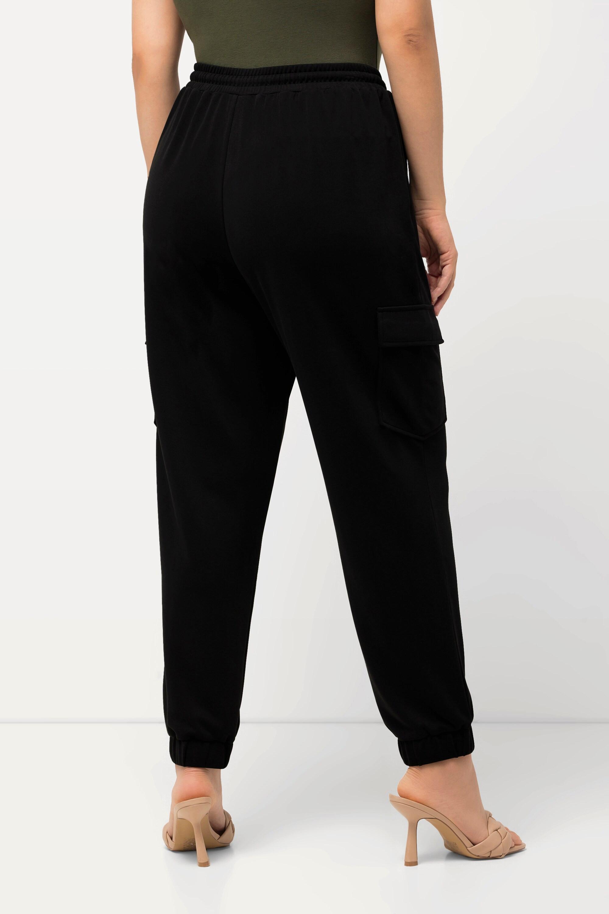 Ulla Popken  Pantalon en molleton style parachute, jambe large et taille élastique. Modal mélangé 