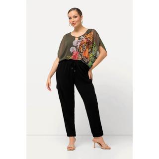 Ulla Popken  Pantalon en molleton style parachute, jambe large et taille élastique. Modal mélangé 