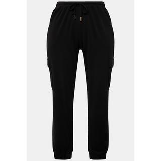 Ulla Popken Pantaloni Felpa Paracadutista Gamba Larga Orlo Elastico Misto Modal  