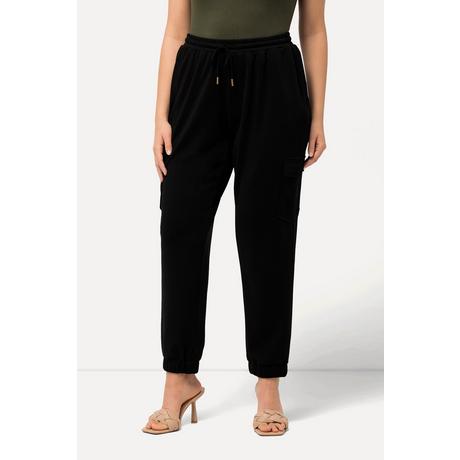 Ulla Popken Pantaloni Felpa Paracadutista Gamba Larga Orlo Elastico Misto Modal  