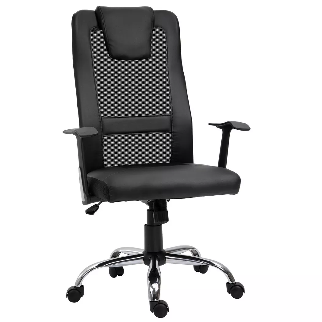 Northio – Bürostuhl Ergonomischer Drehstuhl, Höhenverstellbar, Pu-Leder, Schwarz, 66X73X108-118 Cm, 66 x 73 cm