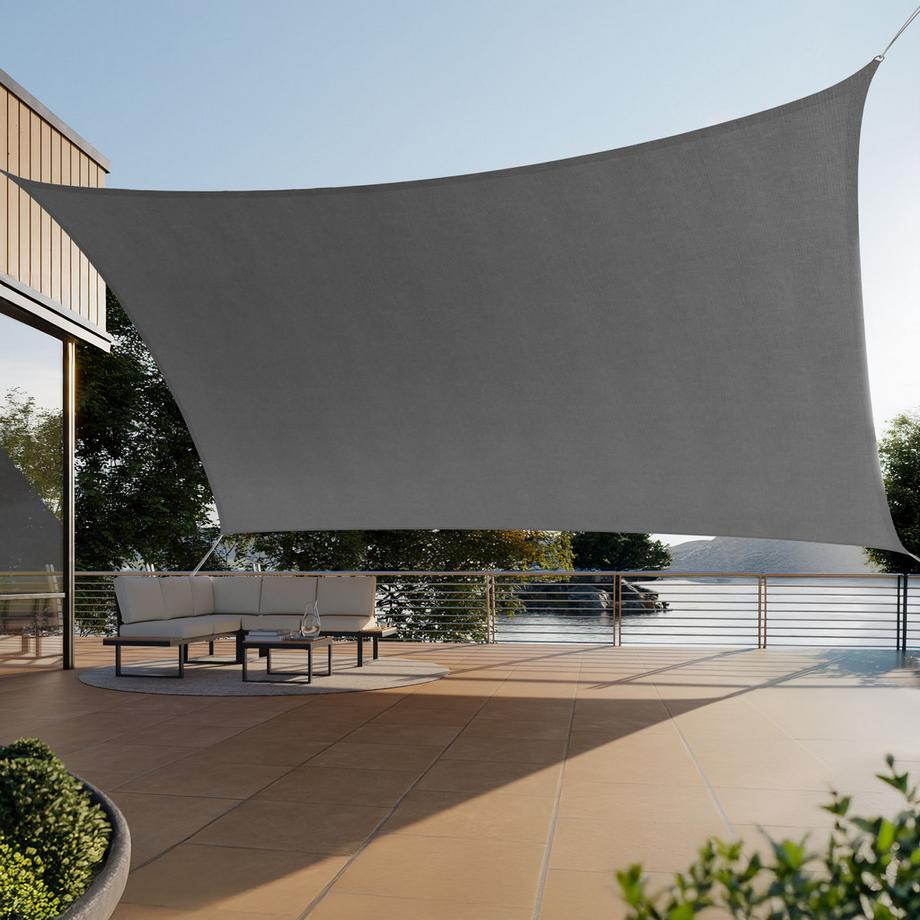 Tectake Sonnensegel Sunny verschiedene Größen, HDPE mit 185 g/m² und 87 % UV-Schutz wasserabweisend, atmungsaktiv und reißfest  