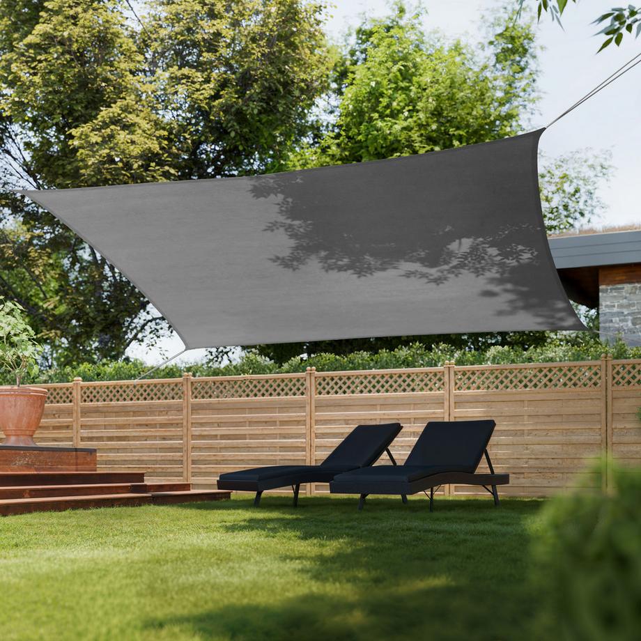 Tectake Sonnensegel Sunny verschiedene Größen, HDPE mit 185 g/m² und 87 % UV-Schutz wasserabweisend, atmungsaktiv und reißfest  