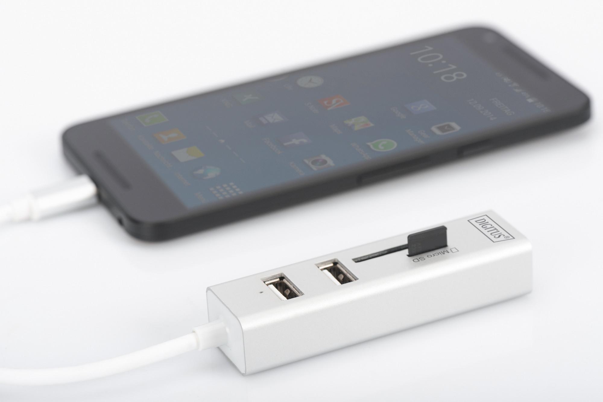 Digitus  USB Type-C™ OTG 3-Port Hub + Kartenleser 