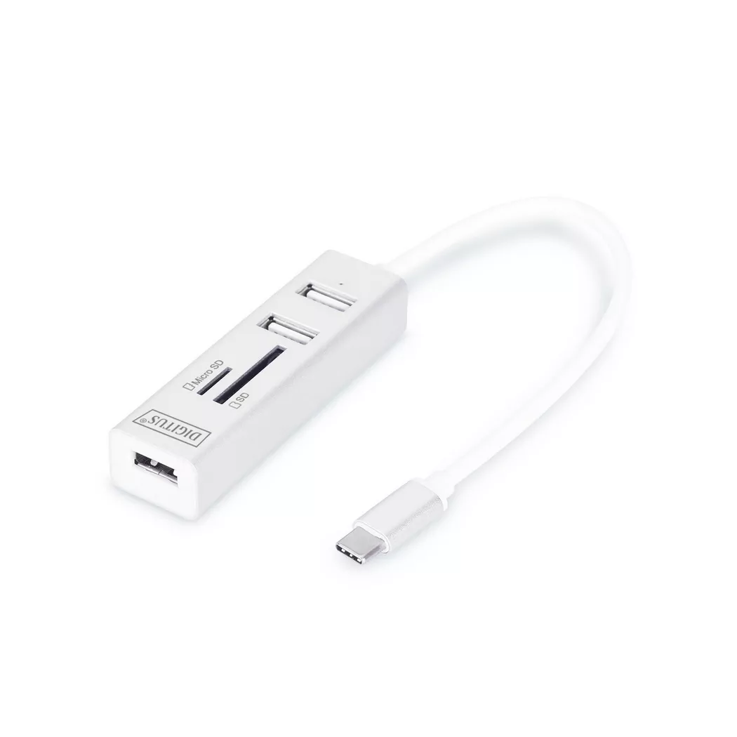 Digitus Concentrateur à 3 ports OTG USB Type-C™ + lecteur de carte - Neuf