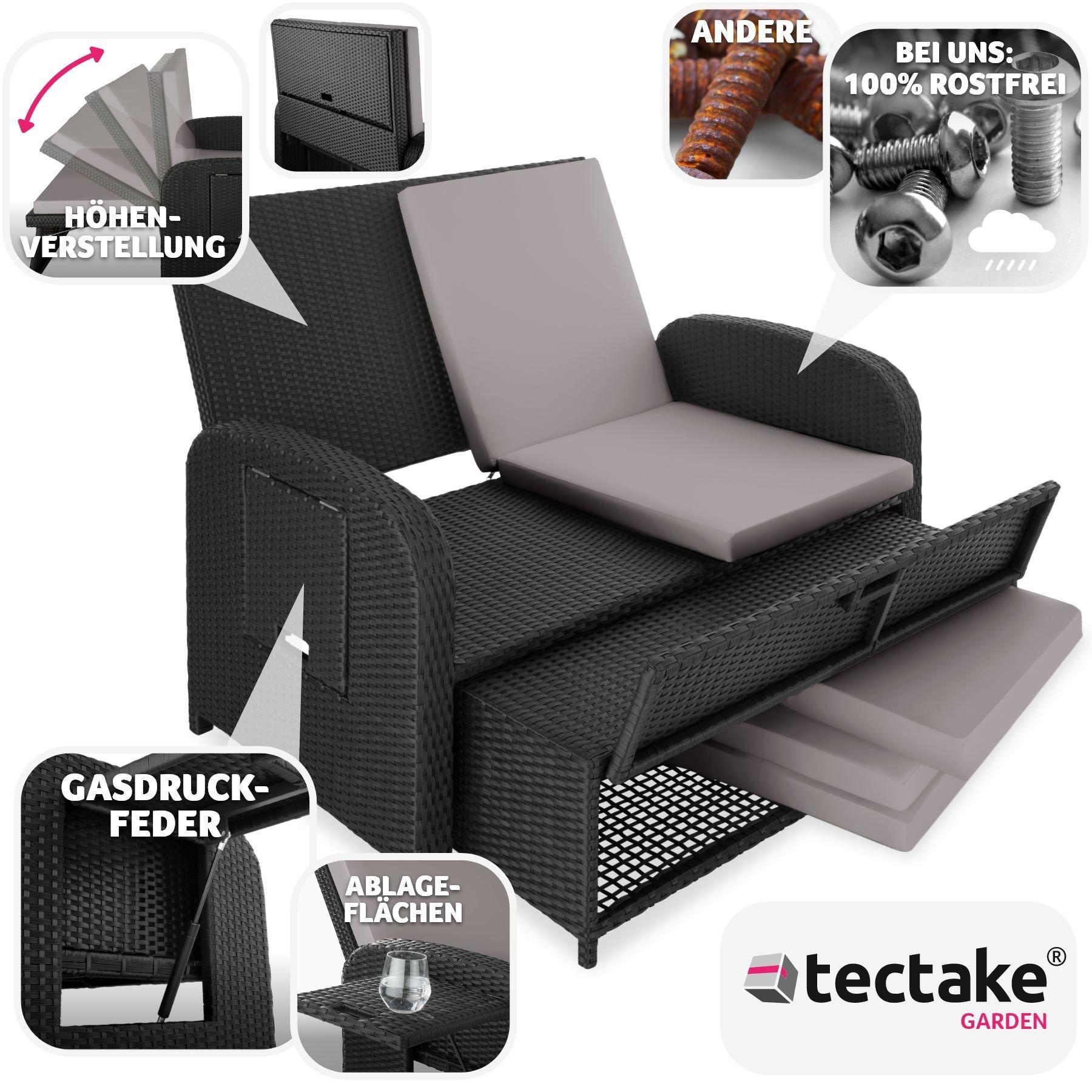 Tectake Rattan Sofa mit Aluminiumgestell Kreta, inkl. Schutzhülle  