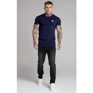 Sik Silk  T-Shirts Navy Short Sleeve Ringer T-Shirt 