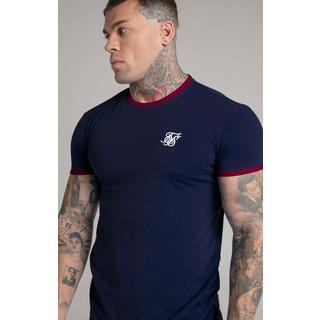 Sik Silk  T-Shirts Navy Short Sleeve Ringer T-Shirt 