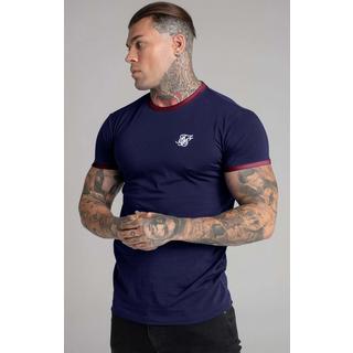 Sik Silk  T-Shirts Navy Short Sleeve Ringer T-Shirt 