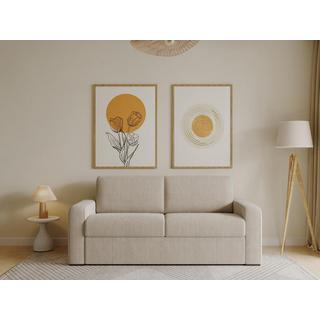 Vente-unique Schlafsofa mit Matratze 3-Sitzer- Liegefläche 140 cm - Matratze 18 cm - Cord - Cremefarben - BEVIS  