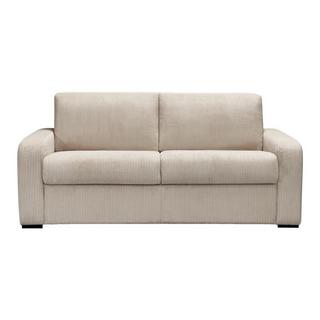 Vente-unique Schlafsofa mit Matratze 3-Sitzer- Liegefläche 140 cm - Matratze 18 cm - Cord - Cremefarben - BEVIS  