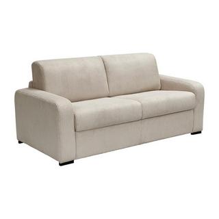 Vente-unique Schlafsofa mit Matratze 3-Sitzer- Liegefläche 140 cm - Matratze 18 cm - Cord - Cremefarben - BEVIS  