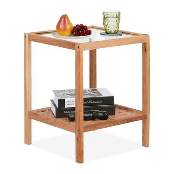 Couchtisch aus Walnussholz mit Glasplatte